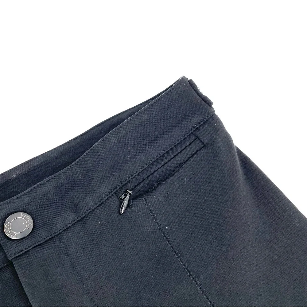 VINCE Black Ankle Zip Fly Double Button Pull On Stretchy Knit Work Career Pants